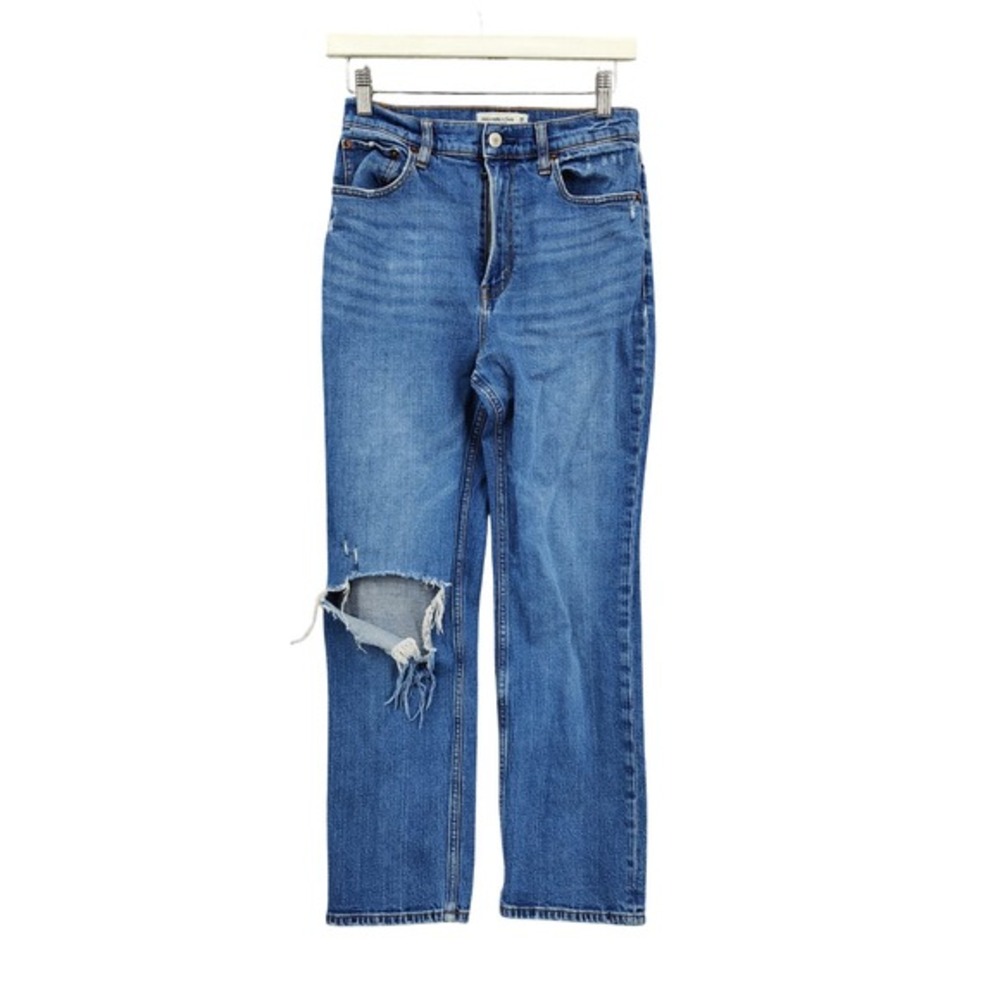 Abercrombie Fitch Womens Ankle Straight Ultra Hight Rise Jeans 28/6 Distressed